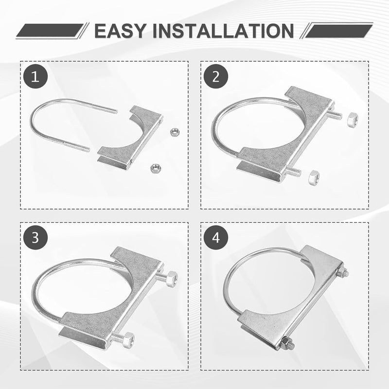 GESEXI 5" U-shaped Exhaust Pipe Clamp Mild Steel Muffler Exhaust Clamps with Anti-Rust Coat Pack of 4 - Image 5